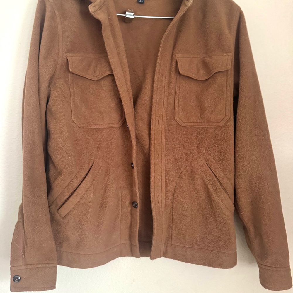 J.Crew MENS Polar Fleece Button Front Overshirt Brown Size Small - Picture 4 of 7